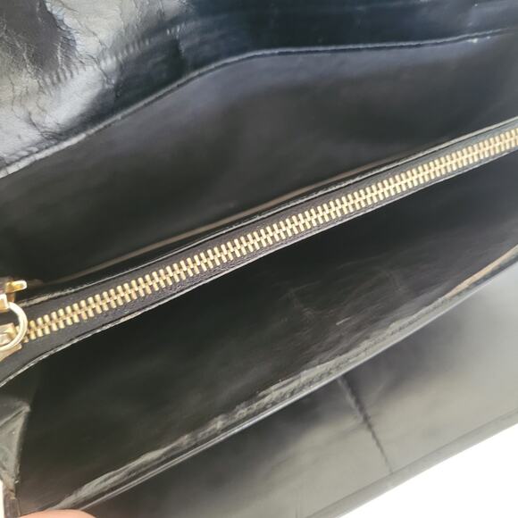 Celine Vintage Trifold Leather Large Wallet Macadam Brown Black Long Logo Design - Picture 5 of 14